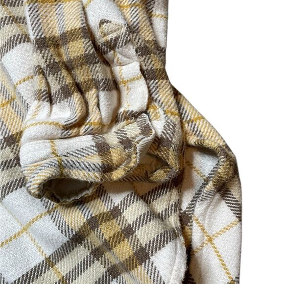 AMERICAN EAGLE Button Down Flannel Shirt Yellow Brown Plaid Size Medium - Picture 7 of 8
